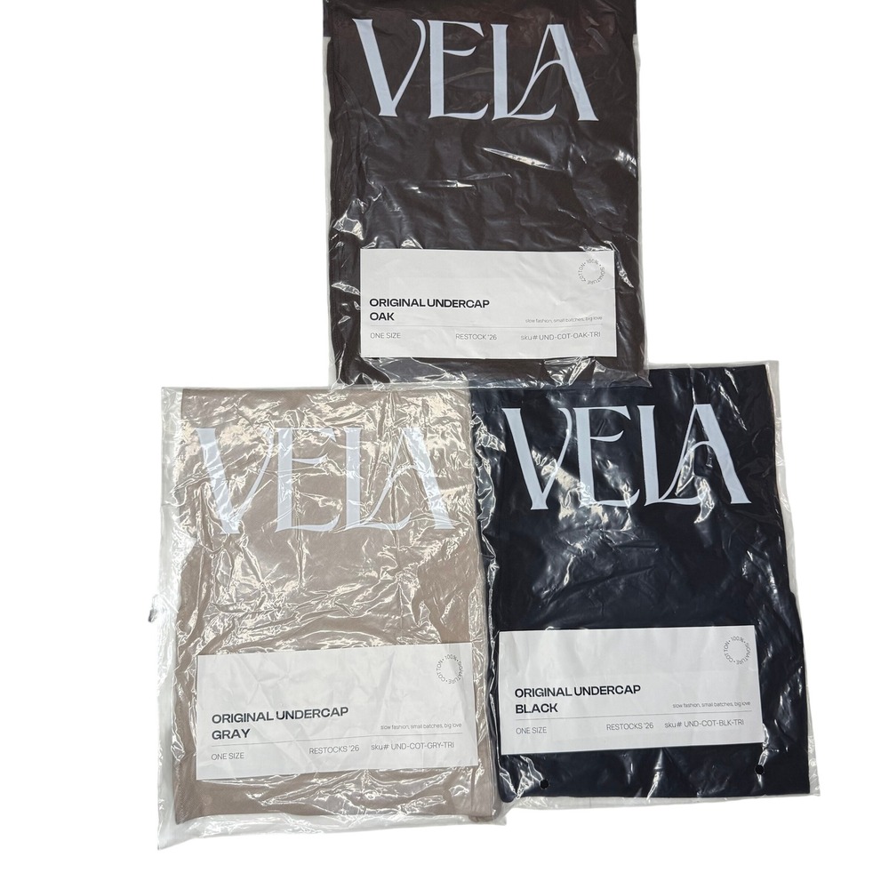 Vela Scarves Original Undercap 3 Piece Bundle Oak Gray Black One Size NWT